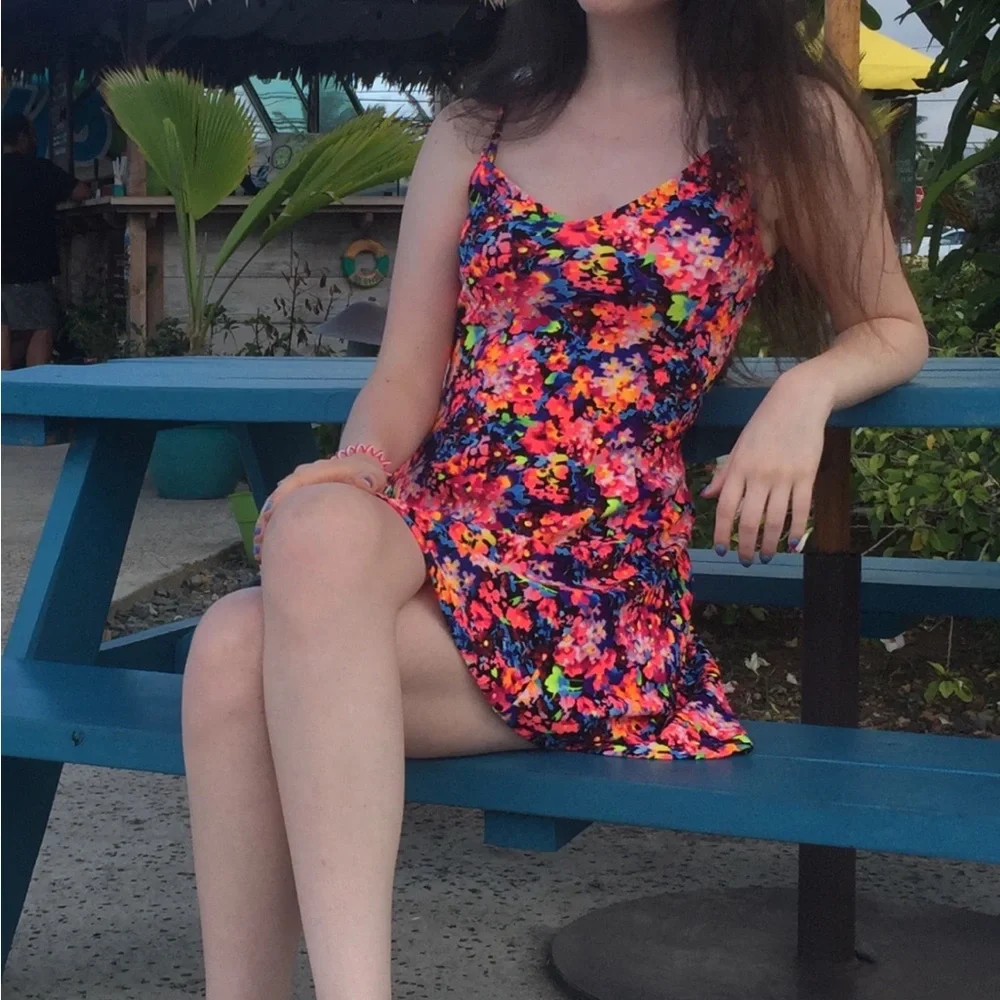 Floral Multicolor Spaghetti Strap Dress - Picture 2 of 2